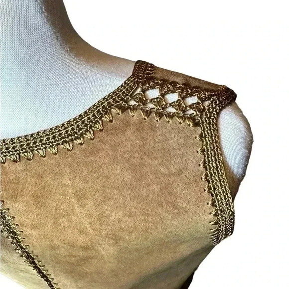 Kroshetta By Papillon Boho Hippie Leather vintage patchwork vest Women Size M - Picture 6 of 10